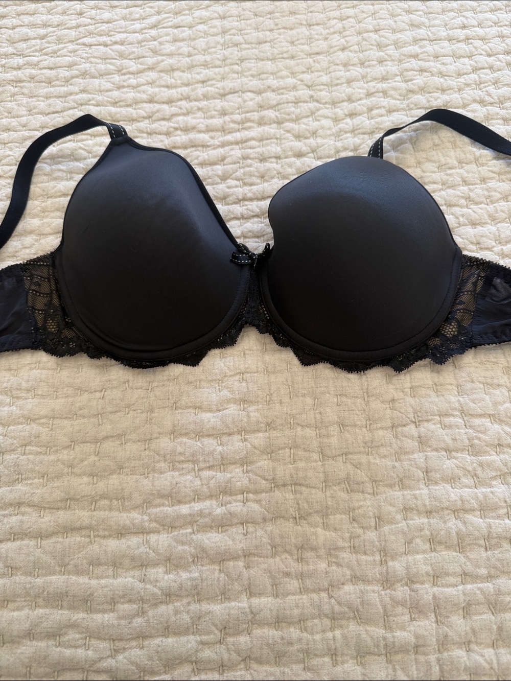 Chantelle Black Lace-Trim Molded Push-Up Bra